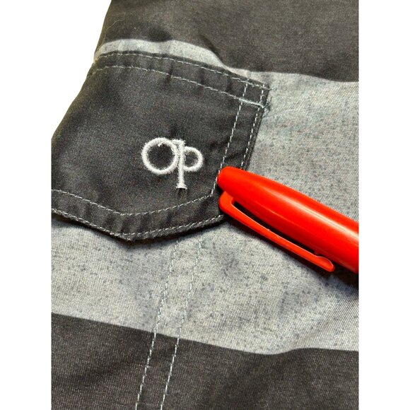 Vintage OP swim trunks shirts mesh inside XL Youth Boys elastic waistband ties - Picture 6 of 10